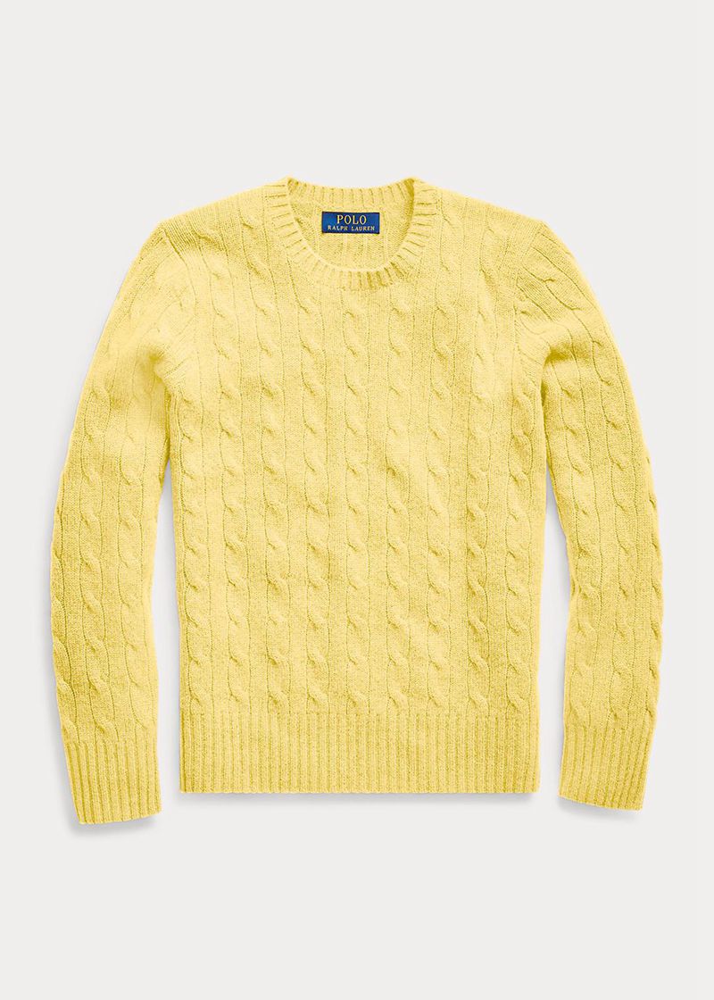 Sueter Ralph Lauren Niño 6-14 Años The Iconic Cable-Knit Cashmere Jumper Chile Amarillo GHJFD-7591